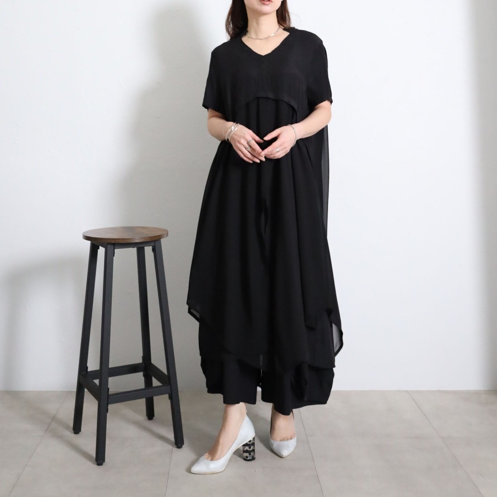BRILLANTE 大阪 順滑質感百褶拼接洋裝：側邊動態美感設計・大人感優雅直筒剪裁 2026春夏新品-細節圖11