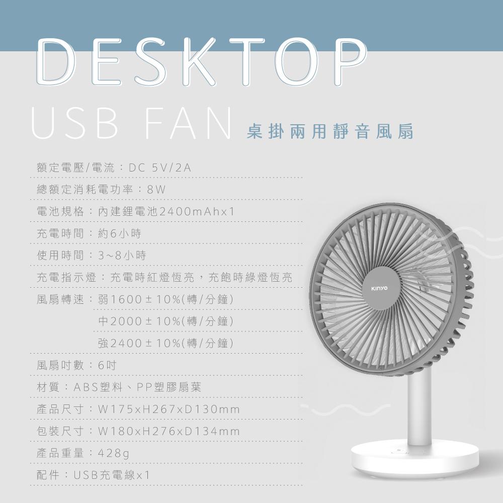 💪購給力💪【KINYO】桌掛兩用靜音風扇 吊扇 桌扇 USB小風扇-細節圖8