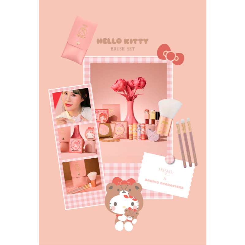 三麗鷗 Hello Kitty 勢必有4把刷具組(斜角萬用刷 眼影打底打亮刷 局部細節多用刷 眼線眉粉刷)-細節圖6