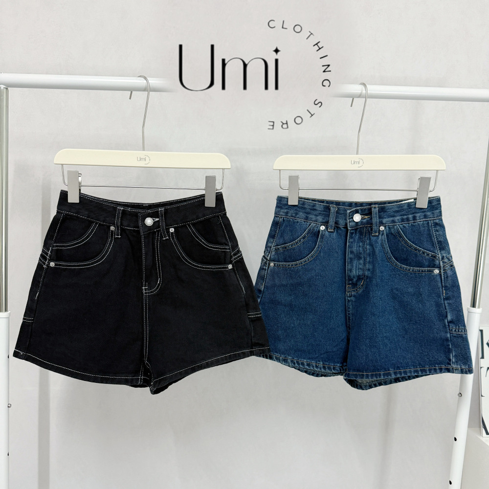 現貨+預購 B006【車線造型口袋A字牛仔短褲】-細節圖4