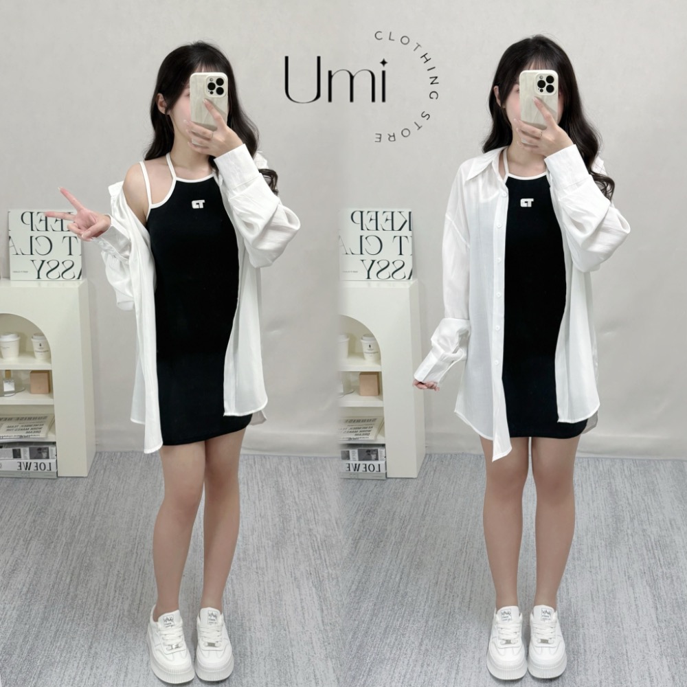 預購 C008【刺繡小標背心短洋+防曬襯衫】-細節圖2