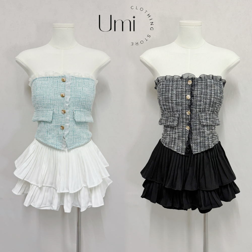 現貨出清！C009【小香風背心+蛋糕裙套裝】-細節圖3