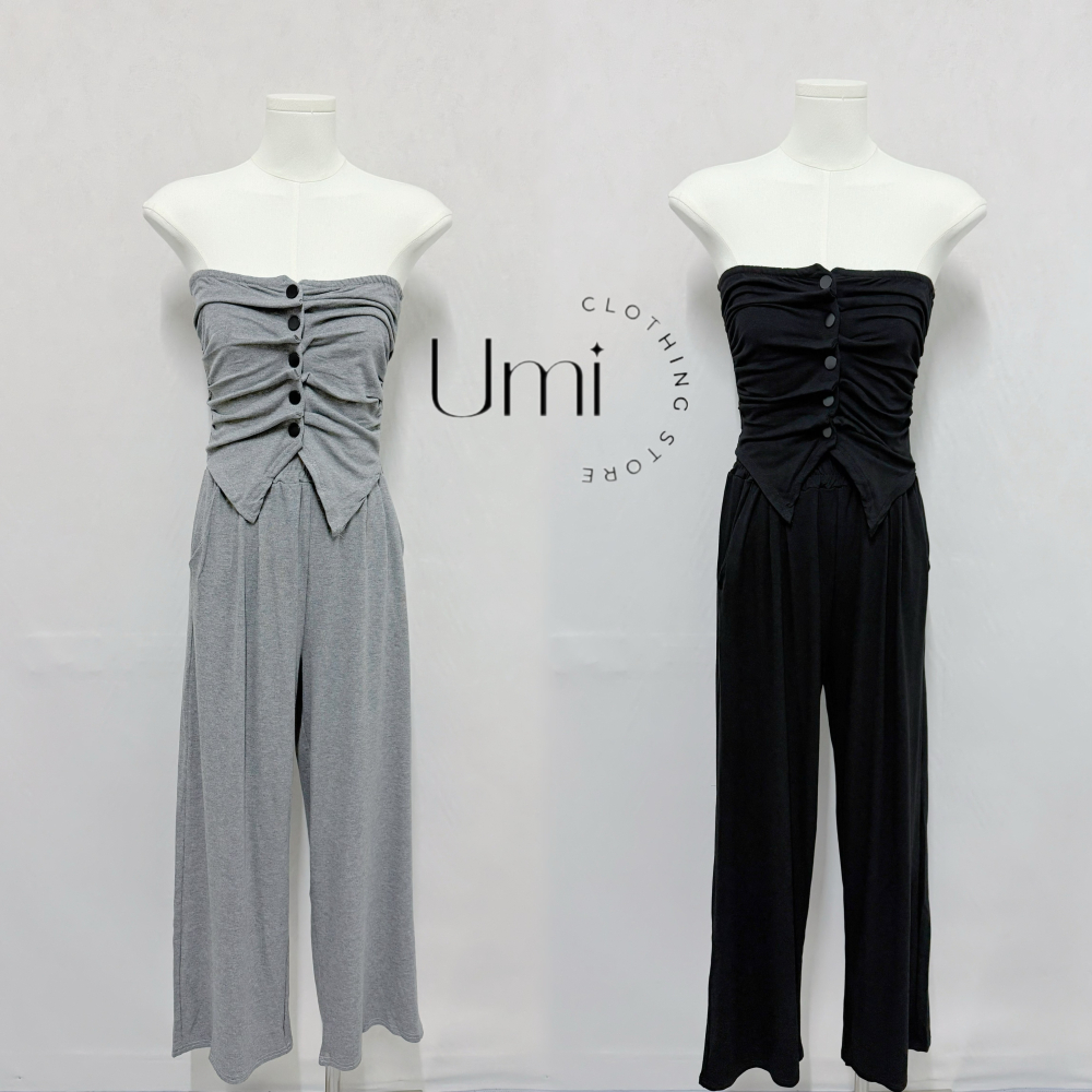 現貨+預購 C013【排釦抓皺平口+長褲套裝】-細節圖4