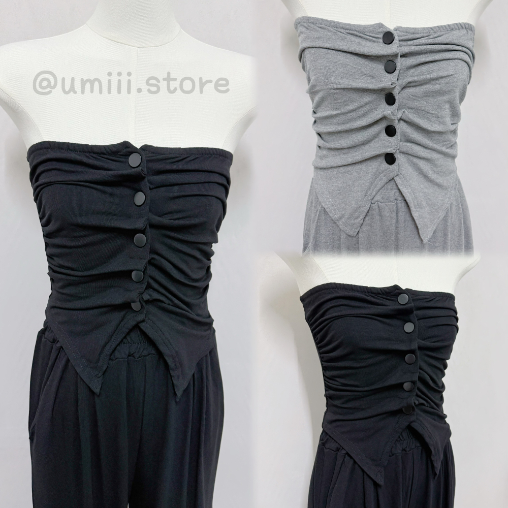 現貨+預購 C013【排釦抓皺平口+長褲套裝】-細節圖5