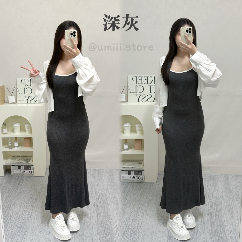 現貨+預購 C015【撞色吊帶連身裙+防曬外套 套裝】-細節圖2