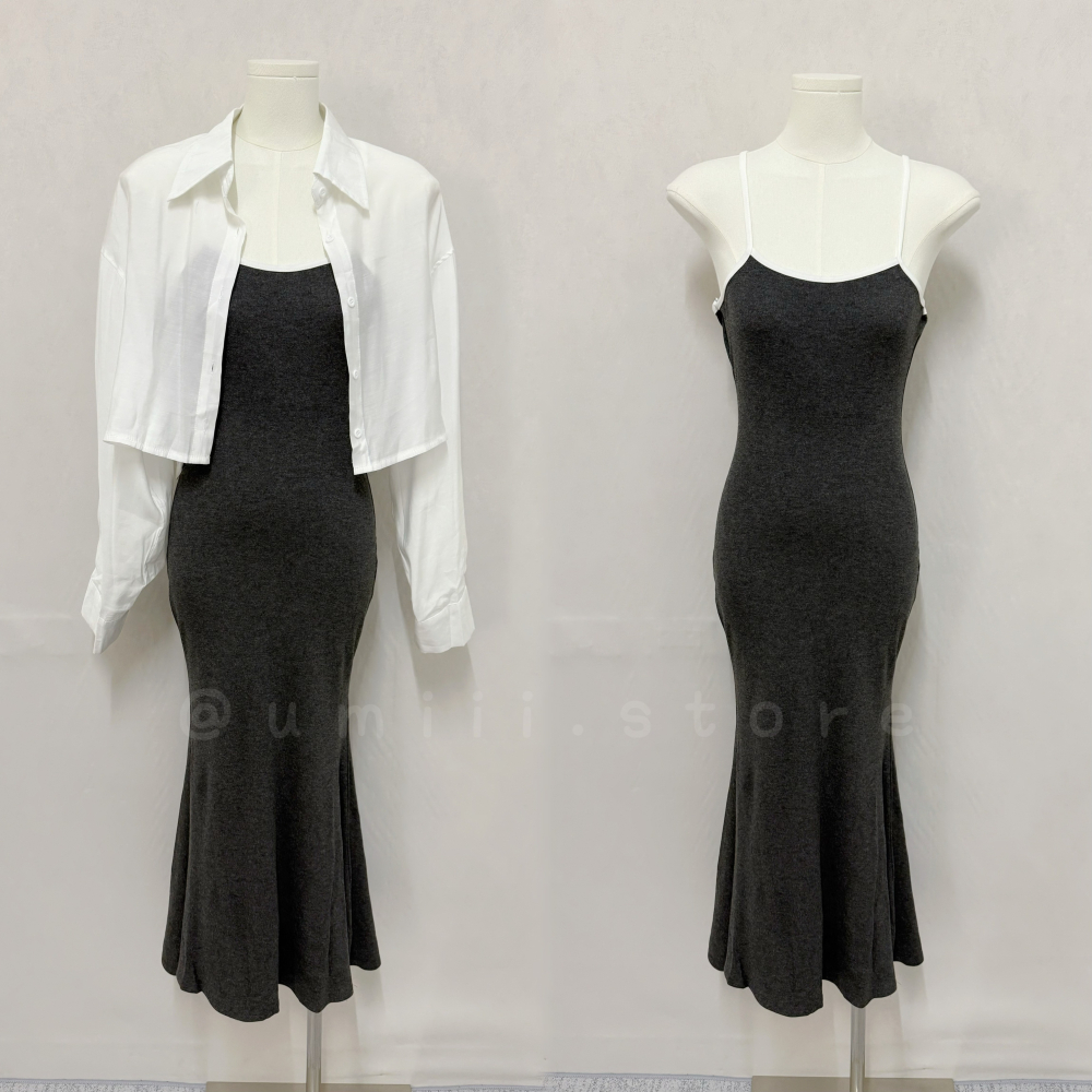 現貨+預購 C015【撞色吊帶連身裙+防曬外套 套裝】-細節圖4