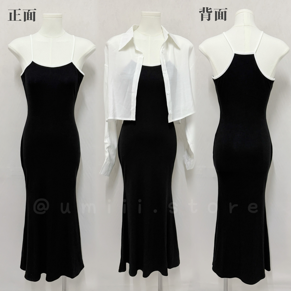 現貨+預購 C015【撞色吊帶連身裙+防曬外套 套裝】-細節圖5