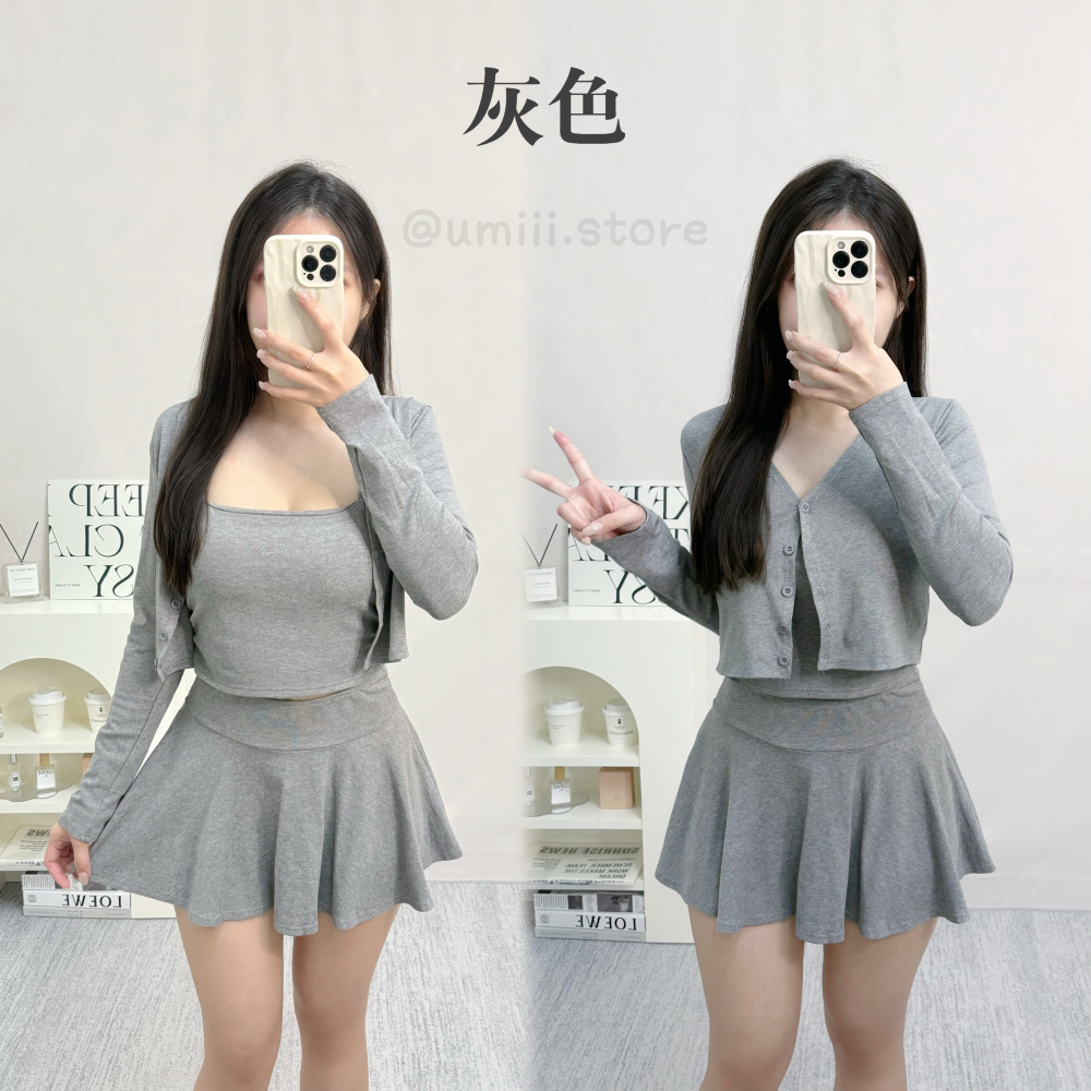 現貨+預購 C017【少女感背心+外套+褲裙 三件套】-細節圖3