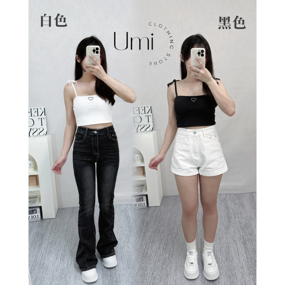 現貨出清！D001【刺繡愛心短版綁帶背心】-細節圖2