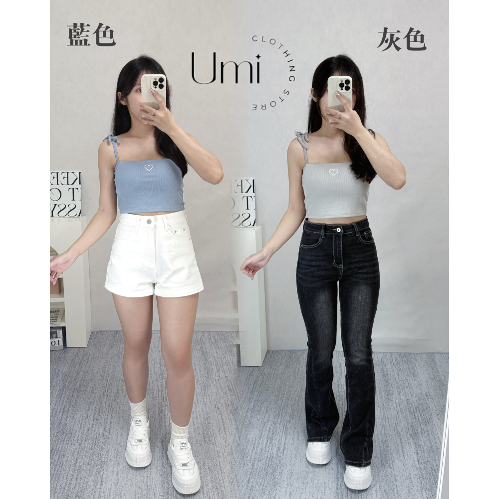 現貨出清！D001【刺繡愛心短版綁帶背心】-細節圖3