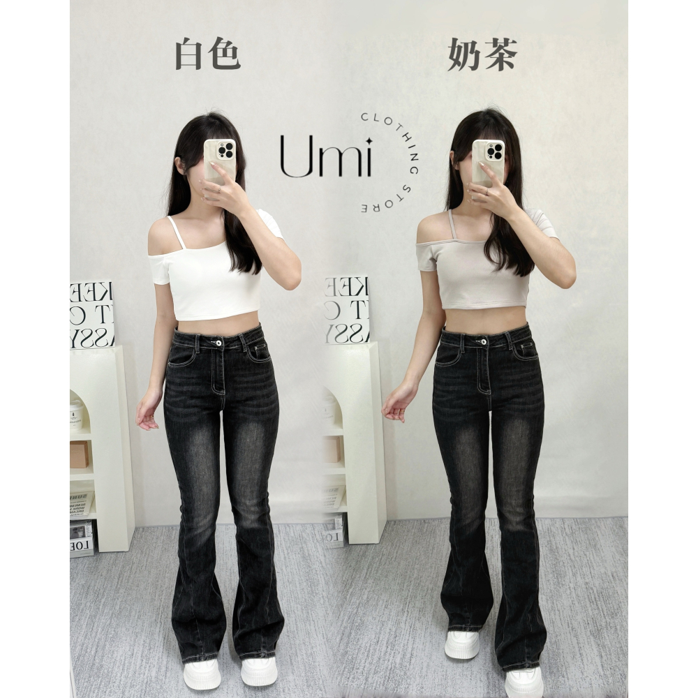 現貨出清！D002【單肩吊帶短版上衣】-細節圖2