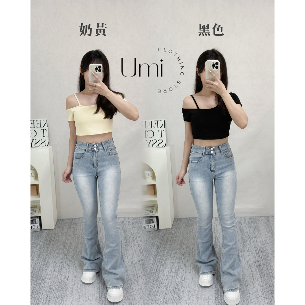 現貨出清！D002【單肩吊帶短版上衣】-細節圖3