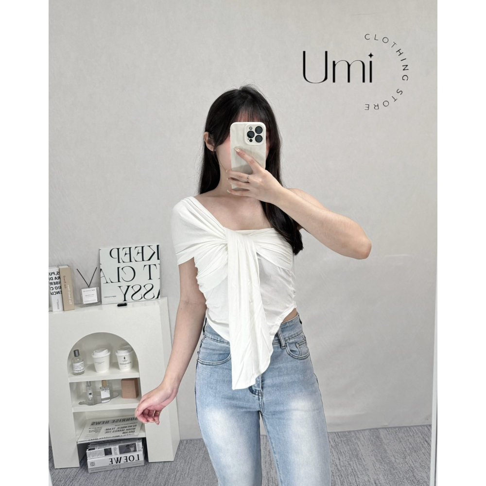 現貨出清！D003【不對稱紐結上衣】-細節圖2