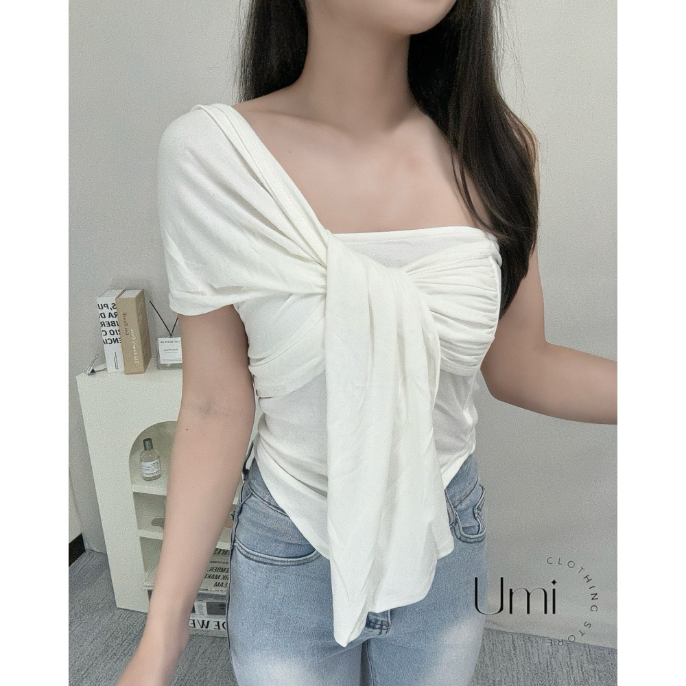 現貨出清！D003【不對稱紐結上衣】-細節圖4