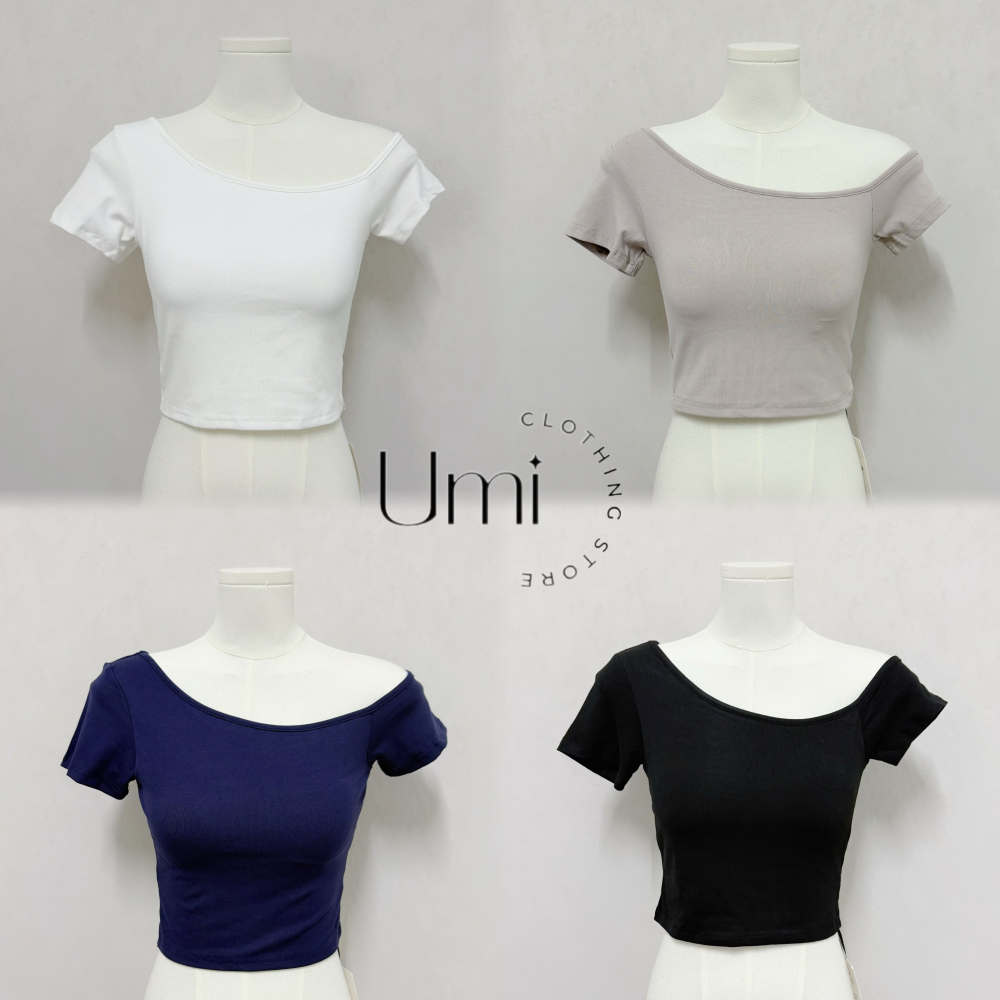 現貨+預購 D008【羅紋彈力斜肩上衣】-細節圖2