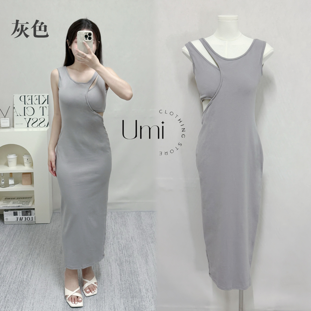 現貨出清！D009【不規則挖腰露肩連身裙】-細節圖2