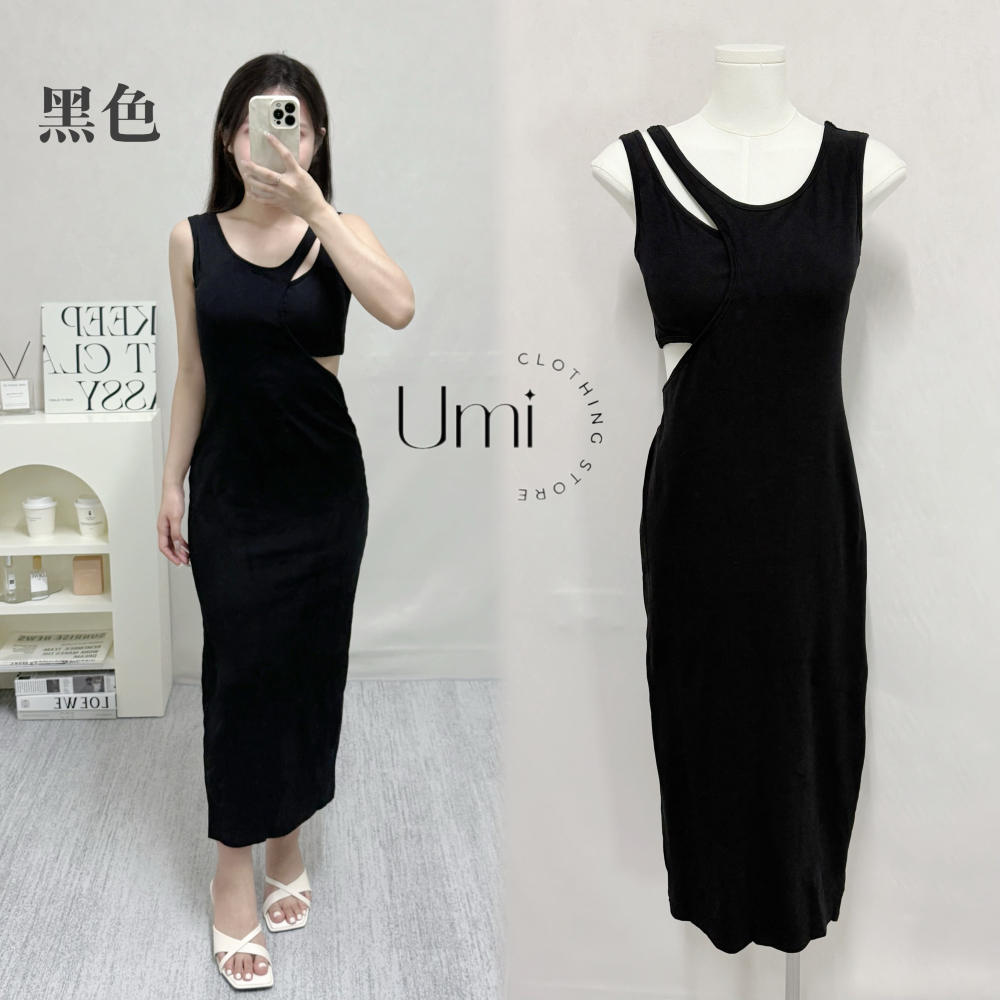 現貨出清！D009【不規則挖腰露肩連身裙】-細節圖3