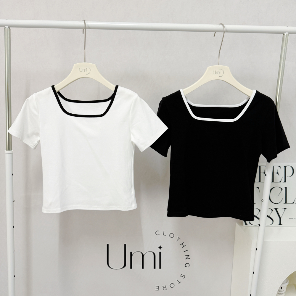 現貨+預購 D011【撞色方領彈力上衣】-細節圖5