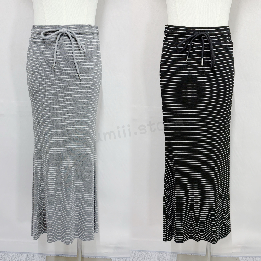 現貨+預購 E008【條紋抽繩魚尾長裙】-細節圖3