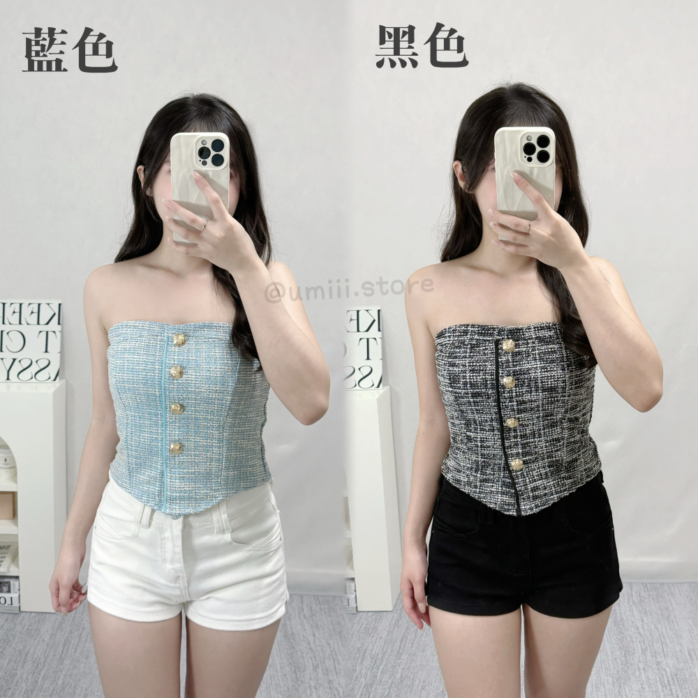 現貨+預購 G002【金釦混織平口背心】-細節圖2