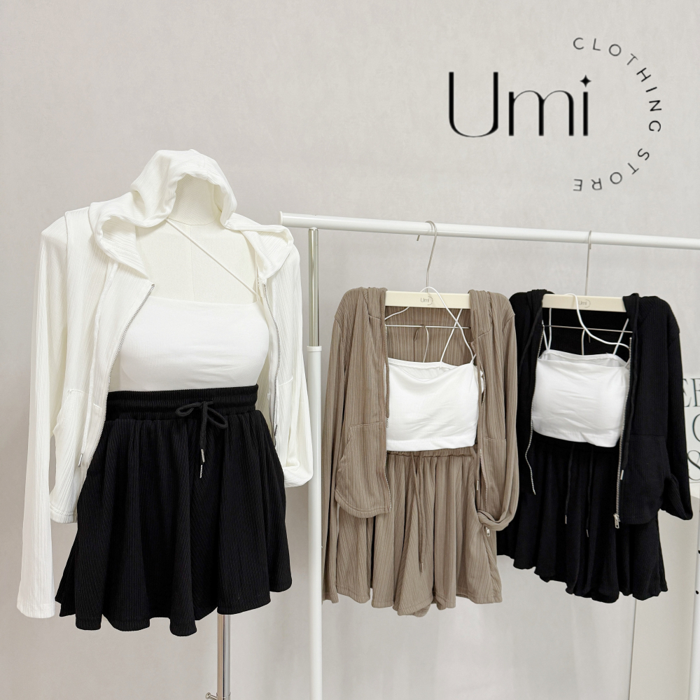 現貨出清！T002【懶人穿搭三件套 連帽外套+背心+傘擺短褲】-細節圖4