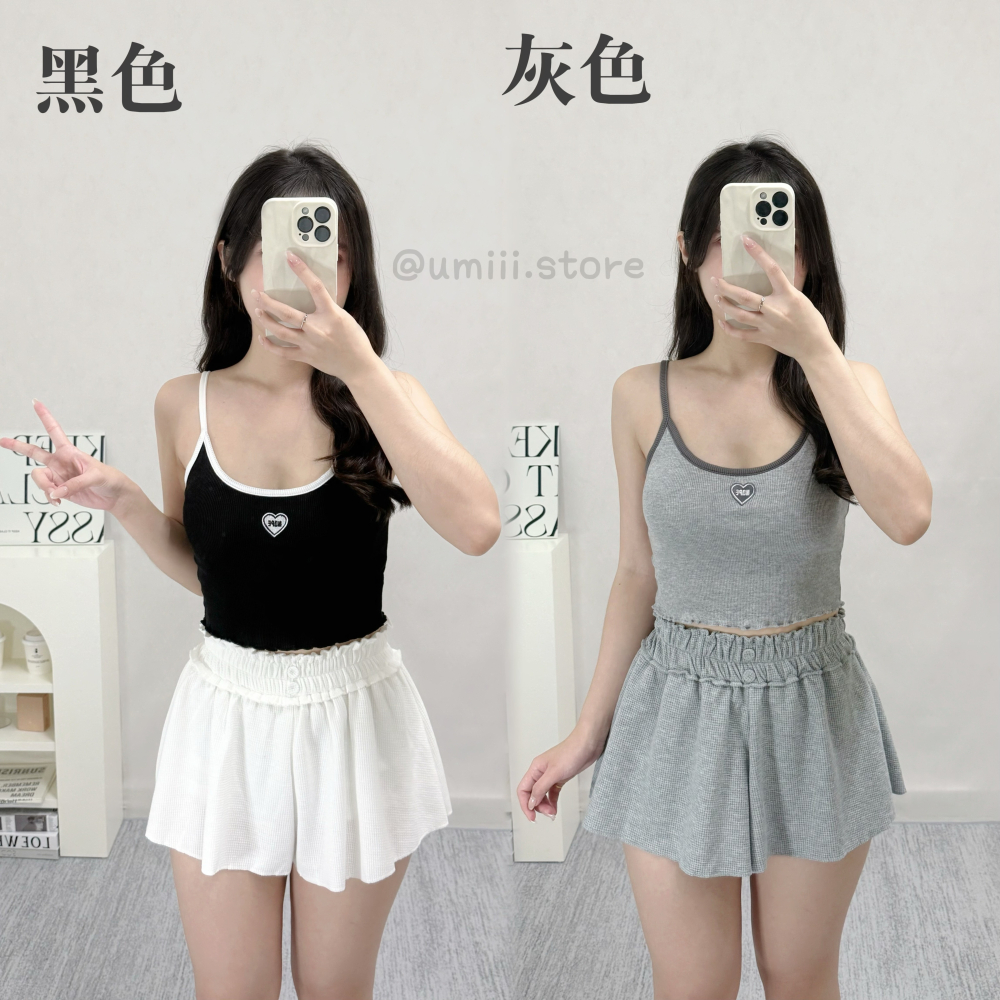 現貨出清！T003【愛心刺繡木耳邊背心】-細節圖2