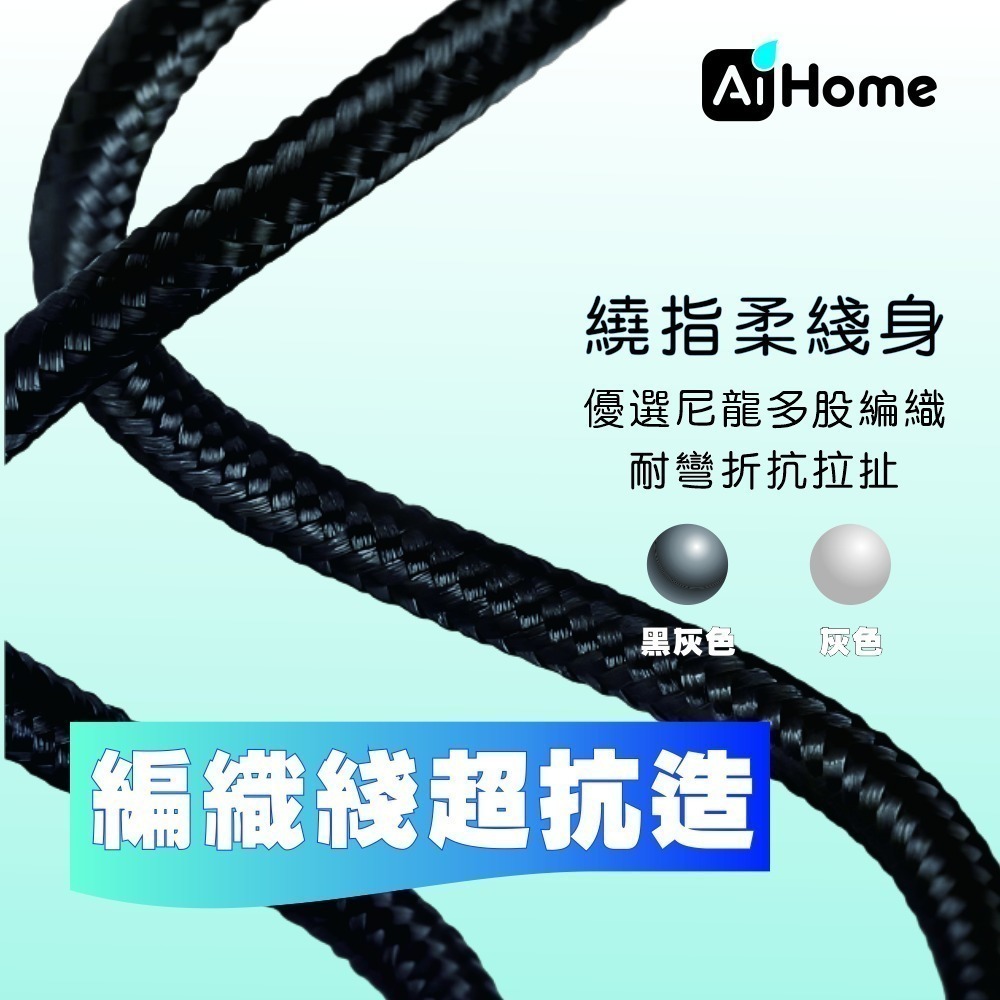 AI HOME Type- A TO Type-C 6A 大電流快充線 編織線 數據傳輸線 充電線 傳輸線 台灣現貨-細節圖7