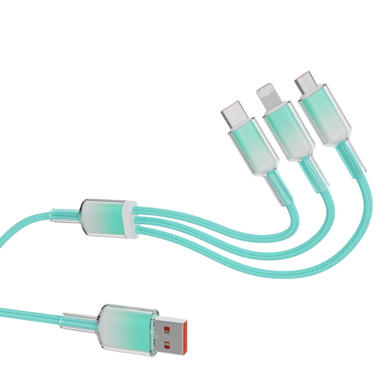 AI HOME 多色 晶透果凍 漸變色 三合一編織快充線 支援蘋果/Type -C/安卓Micro 超級快充耐折 充電線-規格圖11