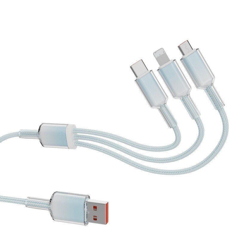 AI HOME 多色 晶透果凍 漸變色 三合一編織快充線 支援蘋果/Type -C/安卓Micro 超級快充耐折 充電線-規格圖11