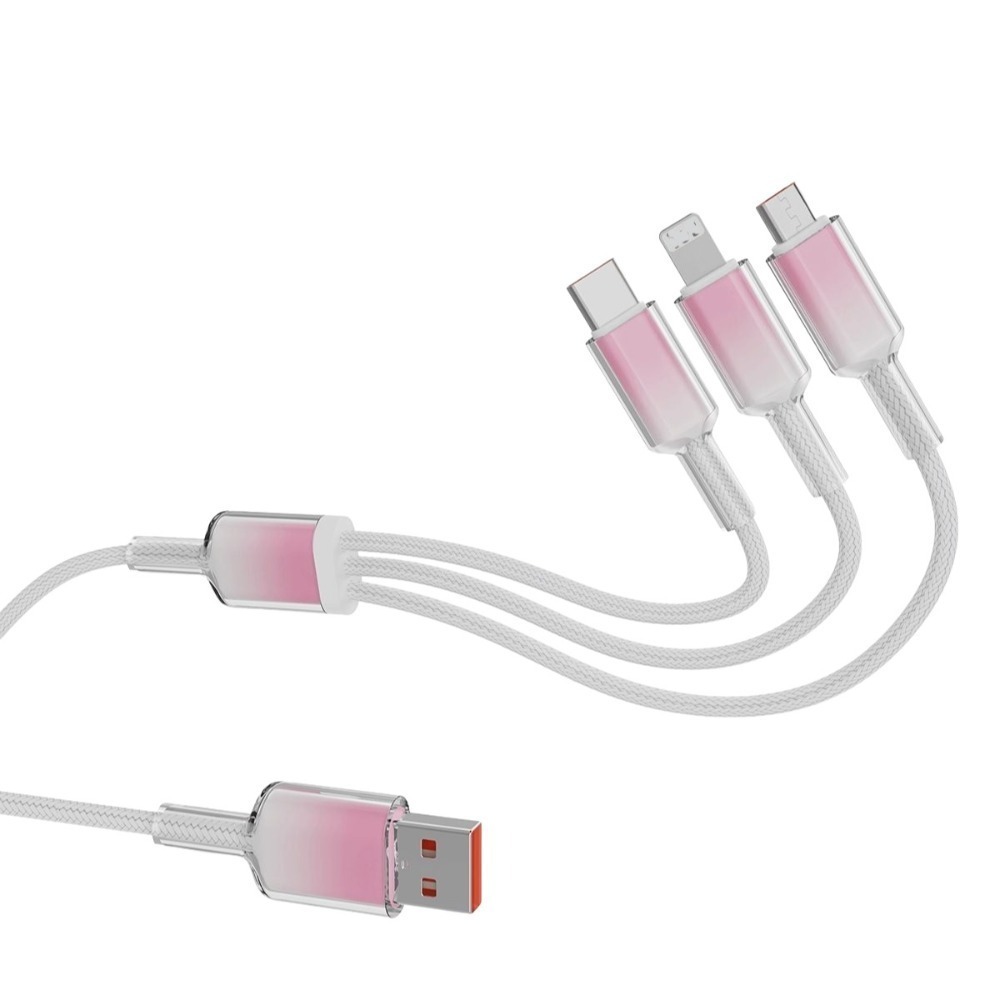 AI HOME 多色 晶透果凍 漸變色 三合一編織快充線 支援蘋果/Type -C/安卓Micro 超級快充耐折 充電線-規格圖11