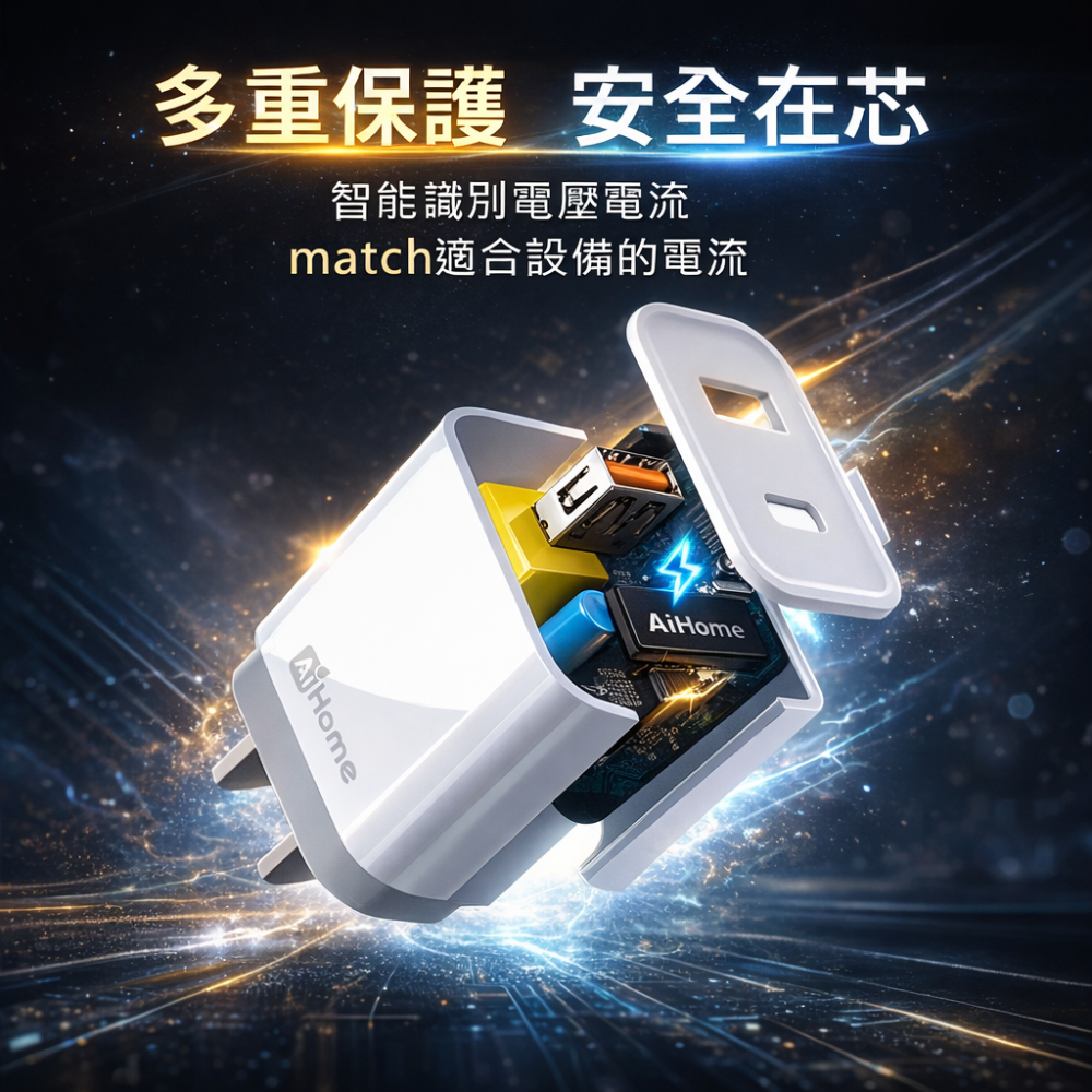 【AiHome】20W PD快充頭 USB A+TYPE C 雙接口充電頭 適用於蘋果/Android 充電器-細節圖2