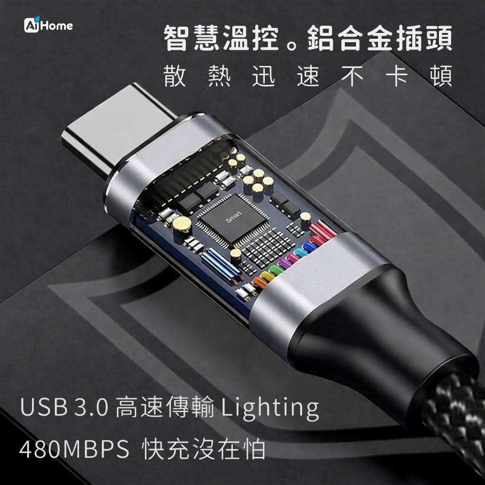 27W PD 快充傳輸線 Type-C to Lightning 鋁合金編織 適用iPhone14以下 高雄天天發貨-細節圖2