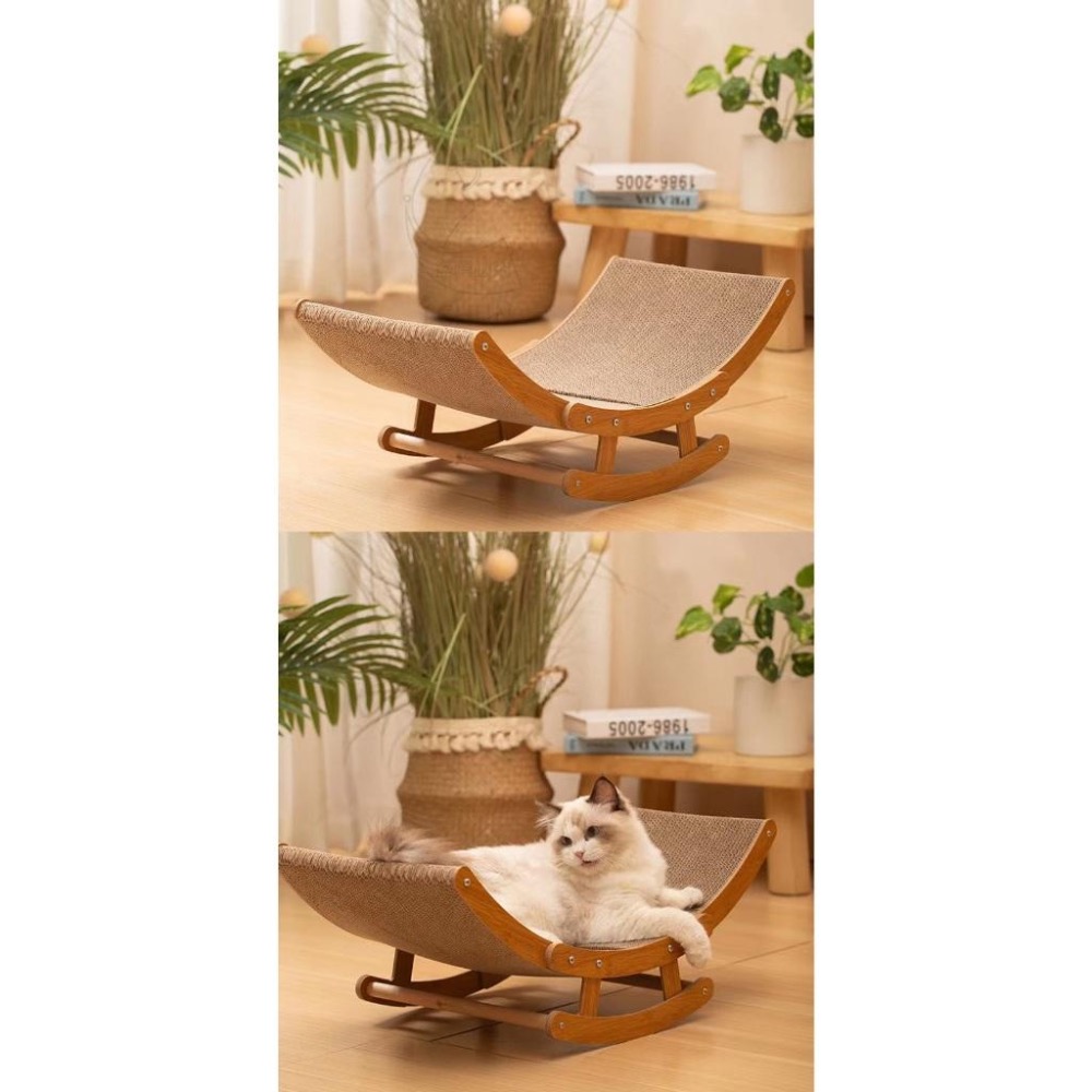 【現貨】能抓能躺趣味貓抓板搖床 瓦楞紙抓板 貓窩 瓦楞寵物窩 貓抓板 寵物用品 貓窩 貓玩具-細節圖4