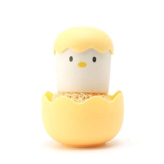 【現貨】蛋殼雞纖維清潔球加替換刷四顆 碗刷 洗碗 洗鍋 刷子 洗碗刷 菜瓜布 奈米絨 清潔 廚房-細節圖5