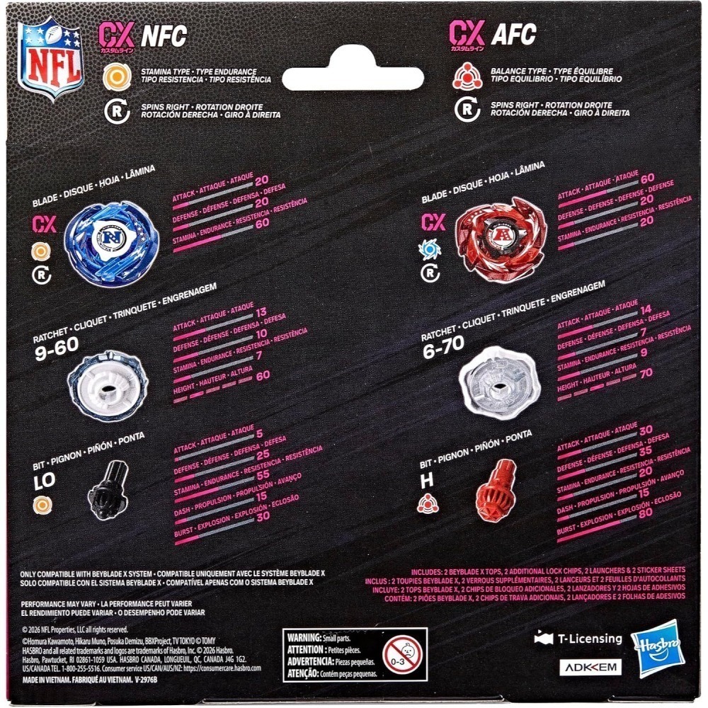 美版 BEYBLADE X × NFL CX 陀螺對戰組 - AFC & NFC 32隊聯名款 <限定版> 現貨-細節圖3