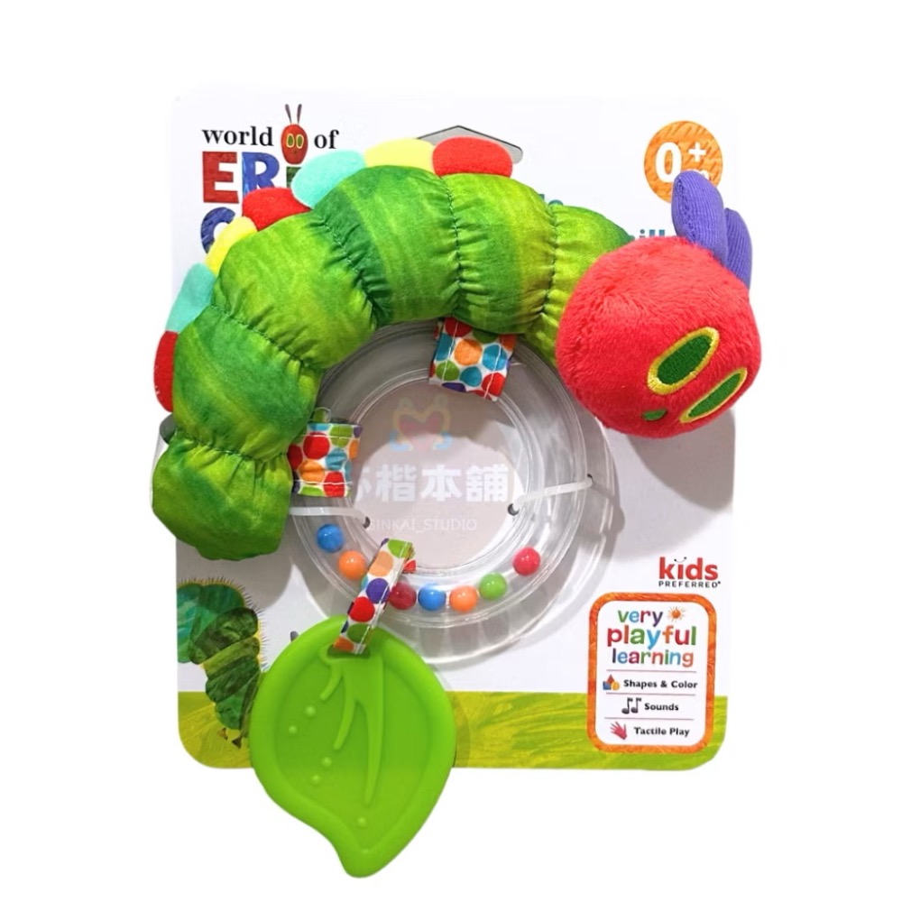 【現貨】快速出貨 正版日貨 Eric Carle 艾瑞卡爾 好餓的毛毛蟲 安撫玩具 寶寶知育 抓握玩具 手搖鈴 固齒器-細節圖3