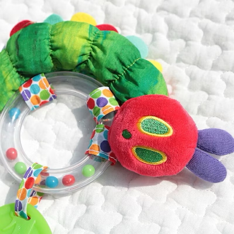 【現貨】快速出貨 正版日貨 Eric Carle 艾瑞卡爾 好餓的毛毛蟲 安撫玩具 寶寶知育 抓握玩具 手搖鈴 固齒器-細節圖4