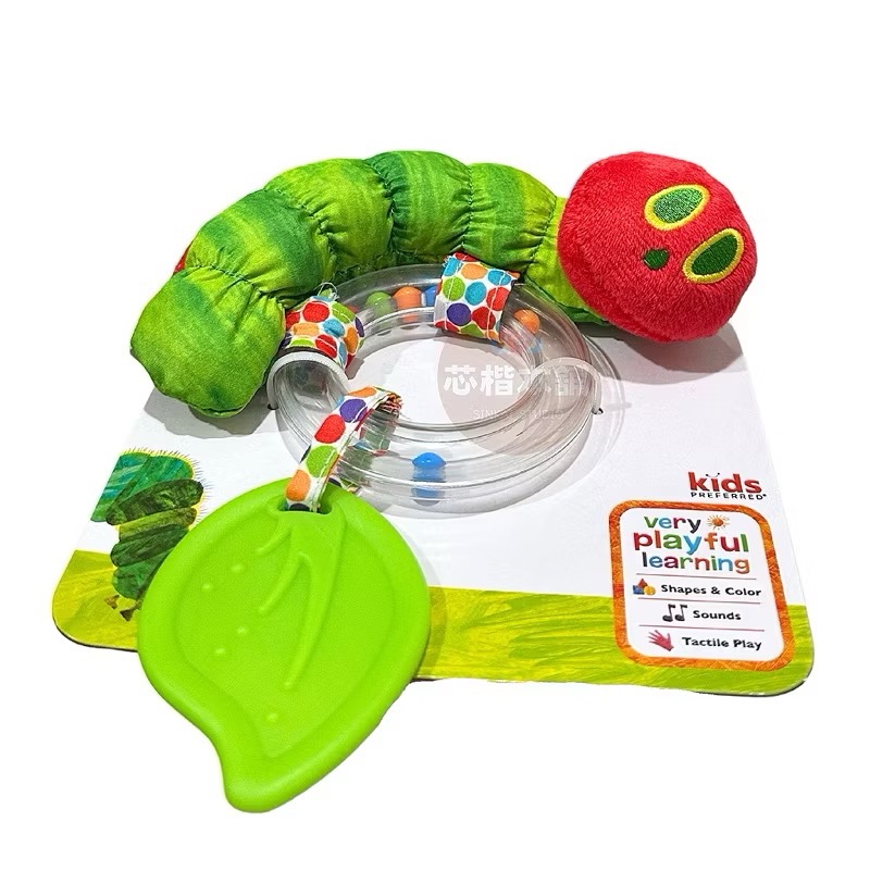 【現貨】快速出貨 正版日貨 Eric Carle 艾瑞卡爾 好餓的毛毛蟲 安撫玩具 寶寶知育 抓握玩具 手搖鈴 固齒器-細節圖5