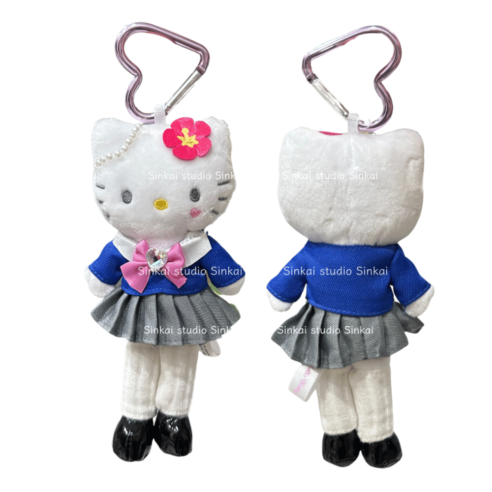 芯楷本舖【台灣現貨】日本限定 正品代購 高校制服 長腿 kitty 黑皮 登山扣 玩偶吊飾-細節圖3