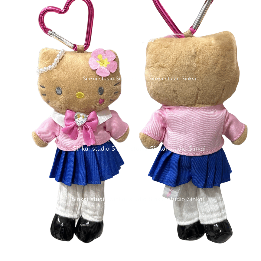 芯楷本舖【台灣現貨】日本限定 正品代購 高校制服 長腿 kitty 黑皮 登山扣 玩偶吊飾-細節圖6