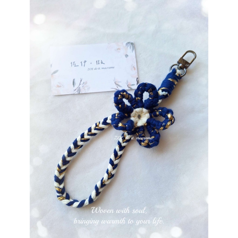 ｜手機短掛繩｜立體花朵─金線款-規格圖5