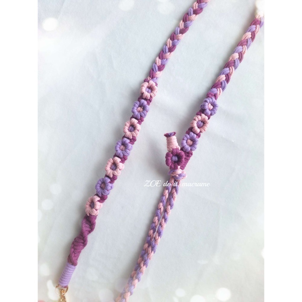 ｜手機長揹繩｜藍紫色系賣場｜雙面花朵▪︎可調整長度-規格圖2