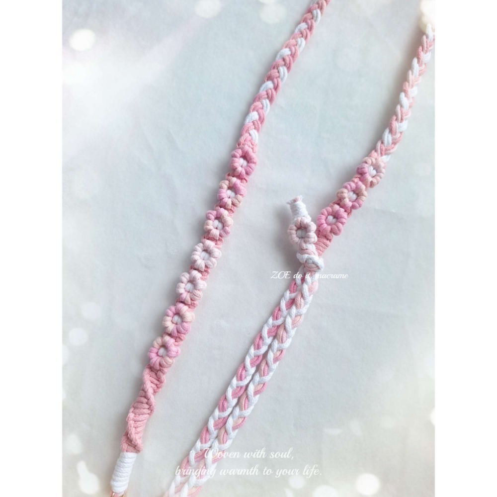 ｜手機長揹繩｜粉嫩色系賣場｜雙面花朵▪︎可調整長度-規格圖1