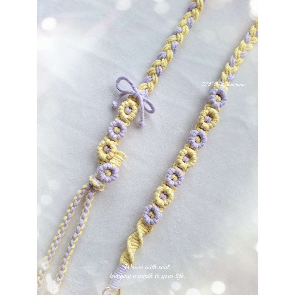 ｜手機長揹繩｜粉嫩色系賣場｜雙面花朵▪︎可調整長度-規格圖1