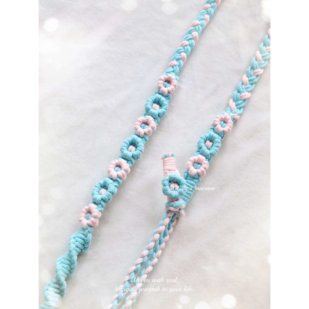 ｜手機長揹繩｜粉嫩色系賣場｜雙面花朵▪︎可調整長度-規格圖1