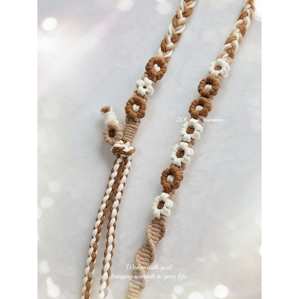 ｜手機長揹繩｜大地色系賣場｜雙面花朵▪︎可調整長度-規格圖1