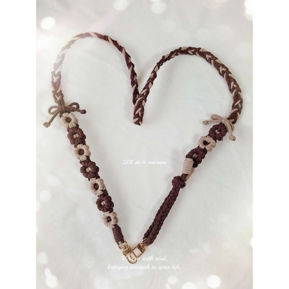 ｜手機長揹繩｜大地色系賣場｜雙面花朵▪︎可調整長度-規格圖1