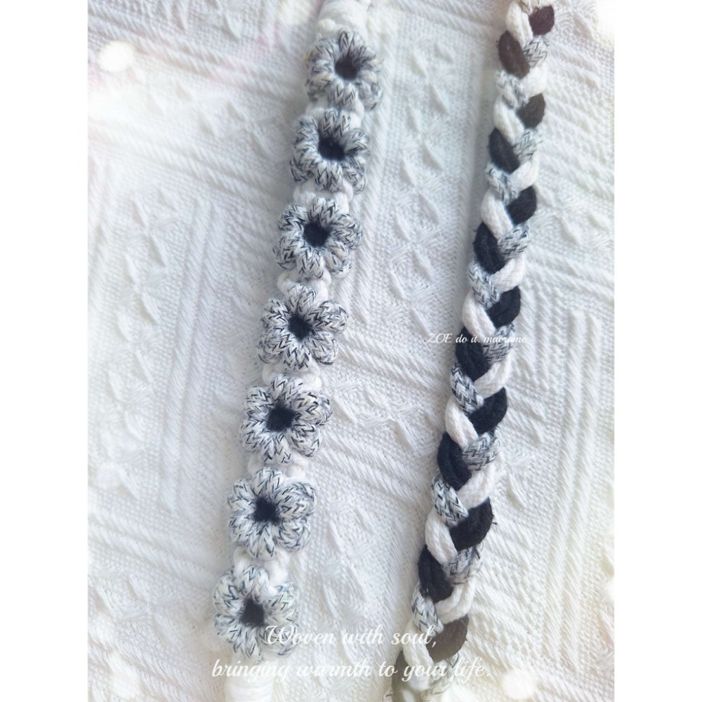 ｜手機長揹繩｜黑白灰賣場｜雙面花朵▪︎可調整長度-規格圖2