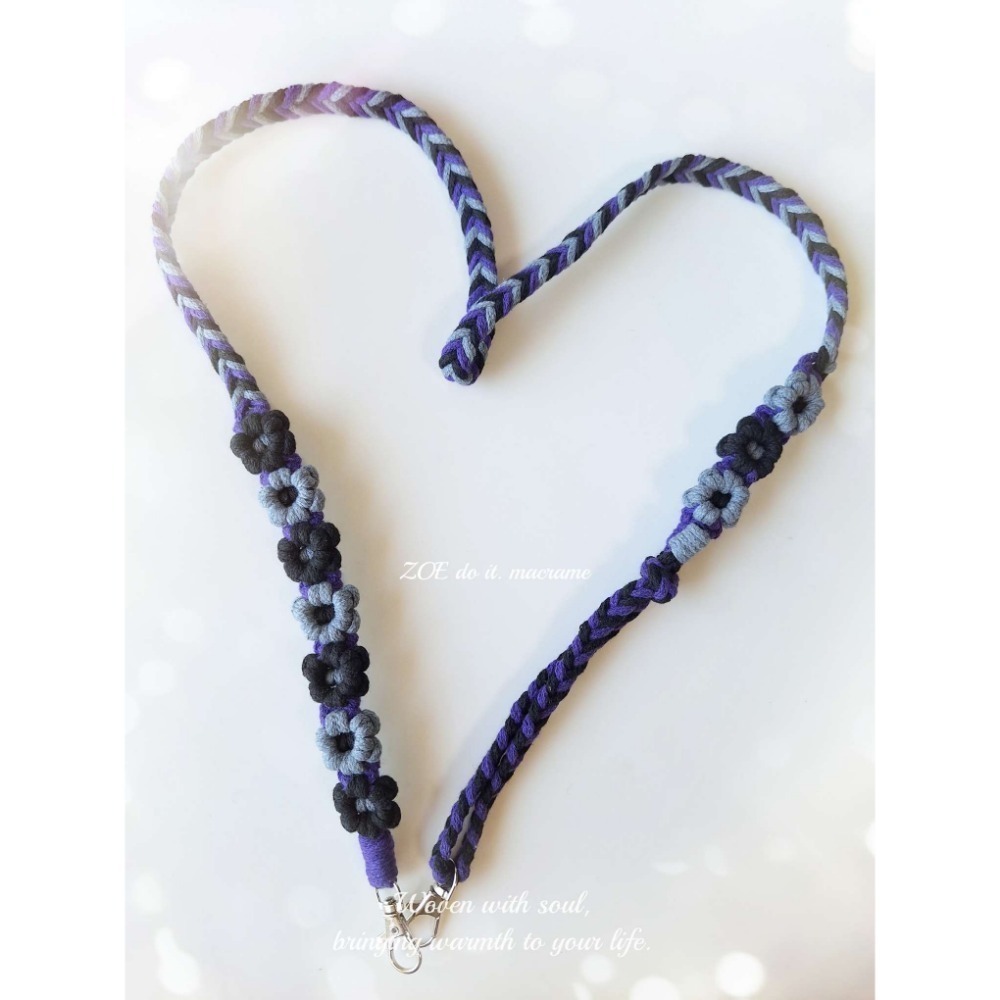 ｜手機長揹繩｜黑白灰賣場｜雙面花朵▪︎可調整長度-規格圖2