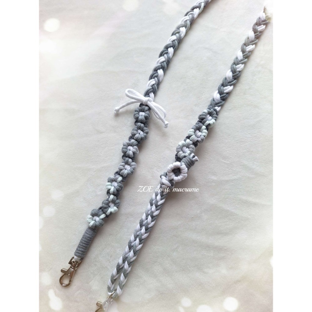 ｜手機長揹繩｜黑白灰賣場｜雙面花朵▪︎可調整長度-規格圖2